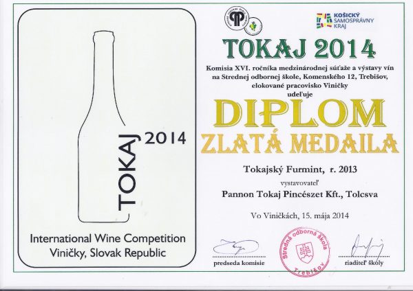 Pannon Tokaj Furmint - Award1