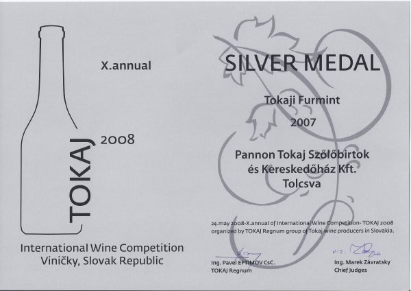 Pannon Tokaj Furmint - Award2